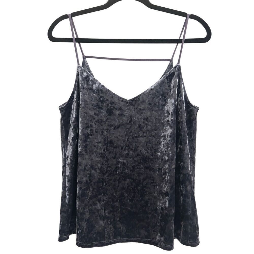 Socialite Crushed Velour Strappy Camisole S Blue-Gray Color